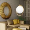 Lampa Wisząca Sufitowa KULA Mleczna Obręcz Złota APP430-1CP - obrazek 3