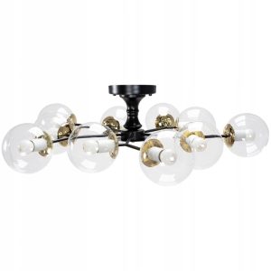 Lampa Sufitowa Wisząca Czarna Złota Kule Szklane APP1136-10C