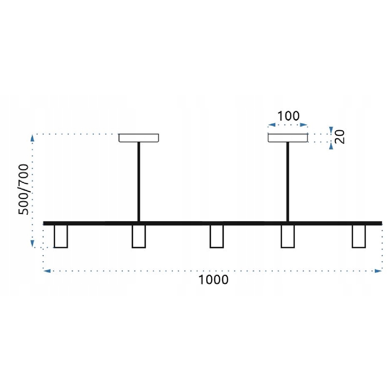 Lampa Wisząca Podłużna Liniowa Reflektory Czarna APP611-5C
