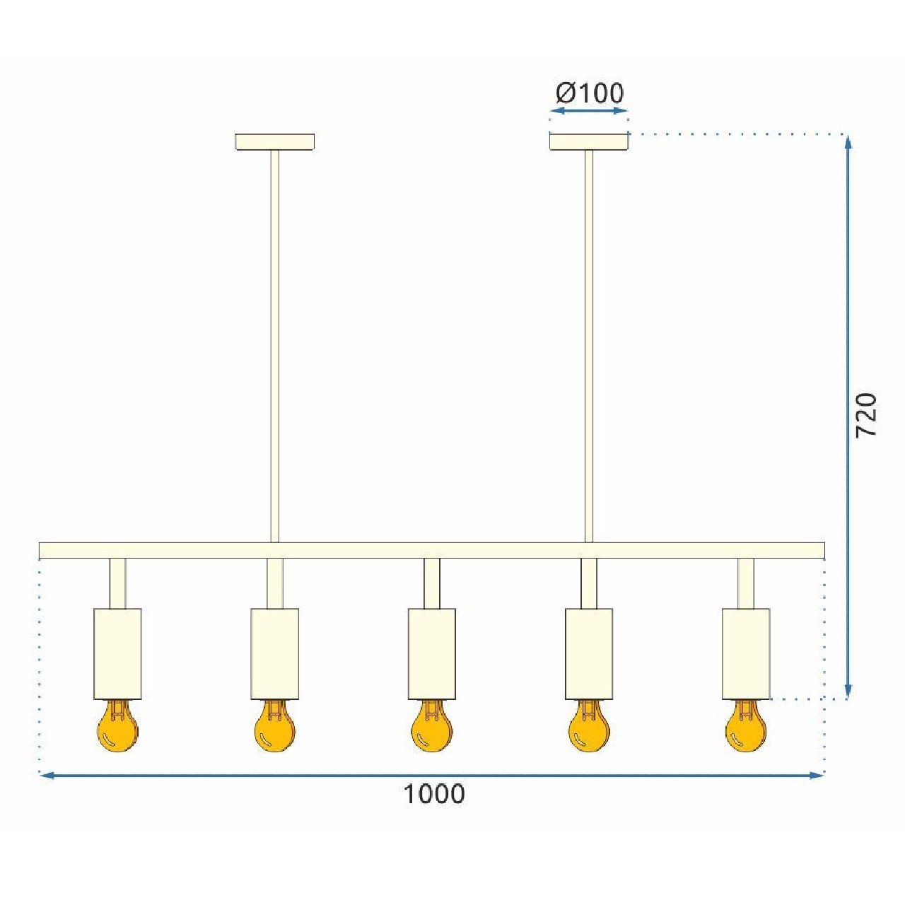 Lampa Wisząca Podłużna Liniowa Reflektory Czarna APP611-5C