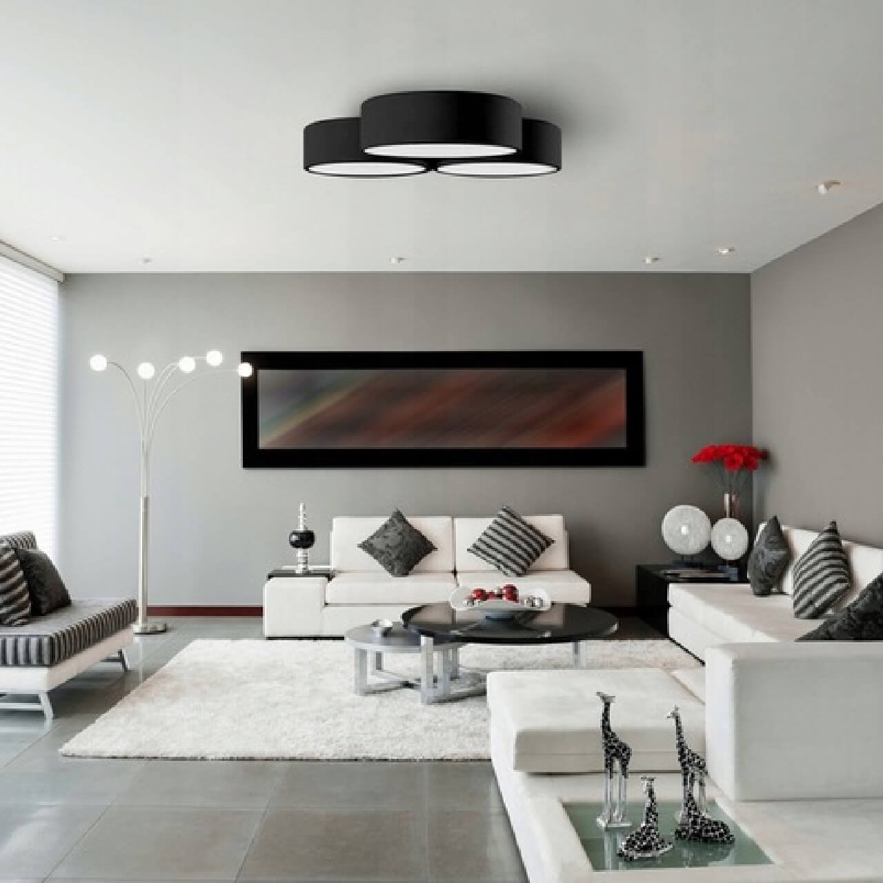 Lampa Sufitowa Plafon Okrągły TRIPLE Czarny 40cm APP878-C - obrazek 3