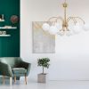 Lampa Wisząca Żyrandol Glamour Szklane Kule Białe / Złota APP962-12CP