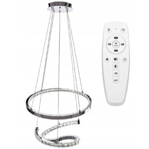 Lampa Wisząca Sufitowa RING Kryształ LED Chrom Ciepłe / Zimne Światło + Pilot APP773-2CP