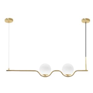 Lampa Wisząca Podłużna Kula 2 Biała / Złota APP981-2CP
