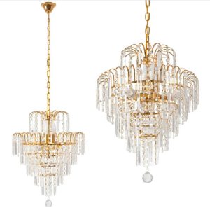 Lampa Sufitowa Wisząca Kryształowa Glamour Złota 312358