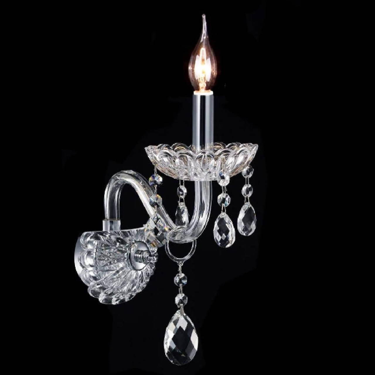 Lampa Kinkiet PALACE Świecznik Glamour Kryształowy Chrom 300755