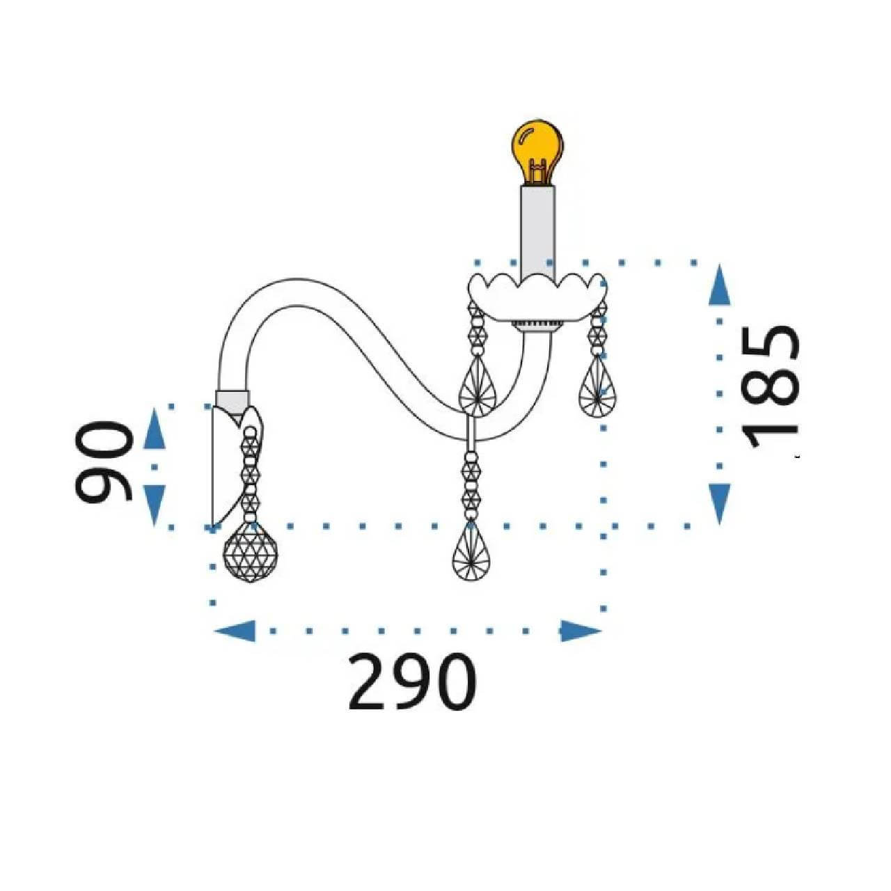 Lampa Kinkiet PALACE Świecznik Glamour Kryształowy Chrom 300755