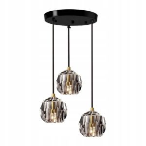 Lampa Wisząca Glamour Kryształowa KULA 3 Czarna APP588-3CP