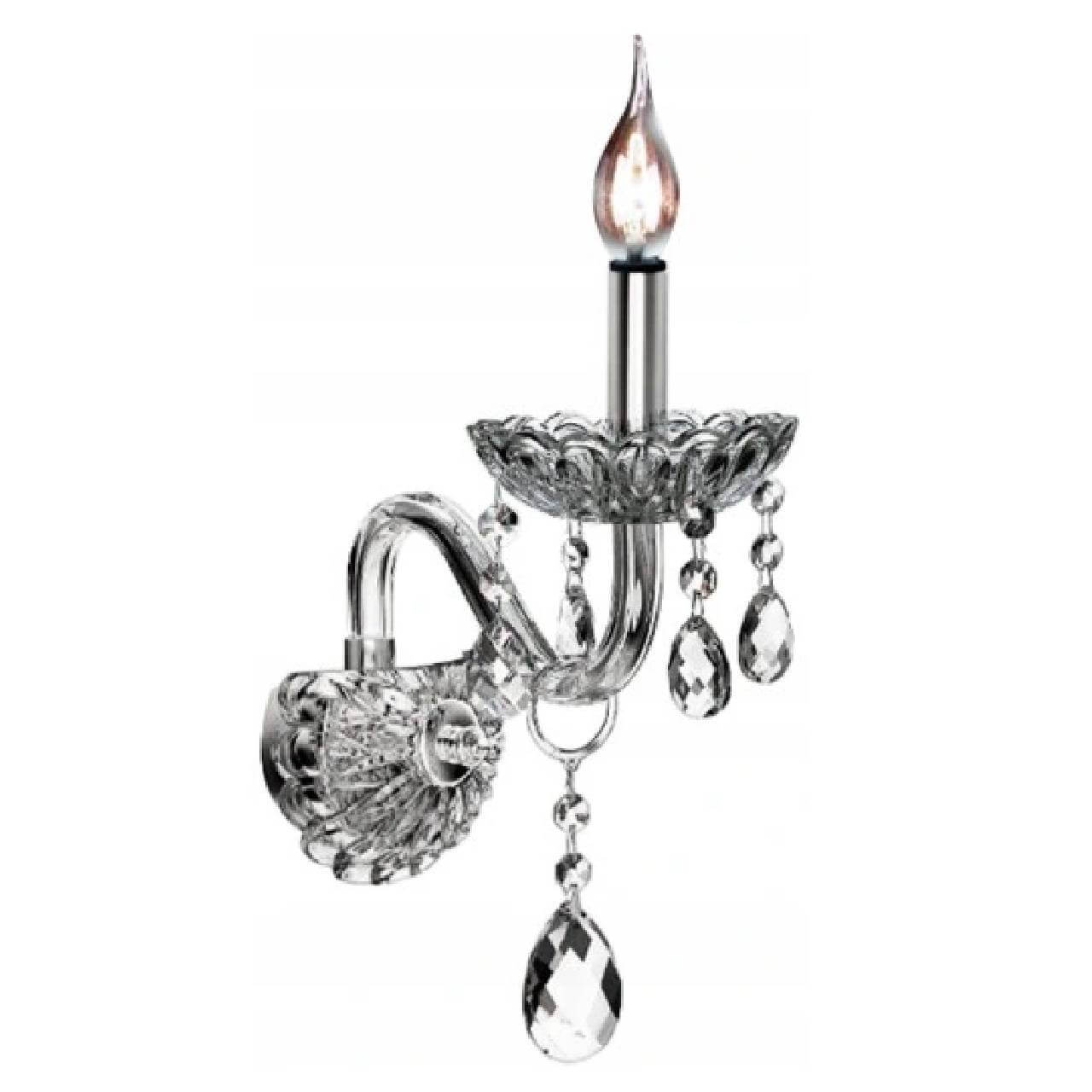 Lampa Kinkiet PALACE Świecznik Glamour Kryształowy Chrom 300755