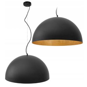 Lampa Sufitowa Wisząca Duża Metalowa Misa Czarna Złota 50 cm APP379-1CP