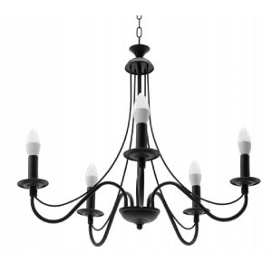 Lampa Wisząca CASTLE Świecznik Metalowa Loft Czarna APP647-5CP