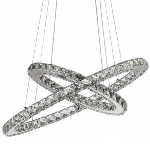 Lampa Wisząca Sufitowa RING Kryształ LED Chrom Ciepłe / Zimne Światło + Pilot APP418-CP