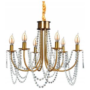 Lampa Wisząca Klasyczna Kryształowa Glamour CASTLE Świecznik Złota Gold APP765-6CP