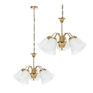 Lampa Sufitowa Wisząca OLD SCHOOL Mleczna / Złota APP959-5CP