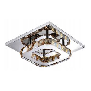 Lampa Sufitowa Plafon Kwadratowy Glamour Kryształowy Chrom Ciepłe Światło APP405-C