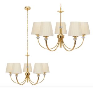 Lampa Wisząca CLASSY Glamour Beżowy Abażur Złota APP1014-5CP