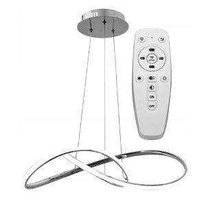 Lampa Wisząca Sufitowa RING LED Chrom Ciepłe / Zimne Światło + Pilot APP393-CP