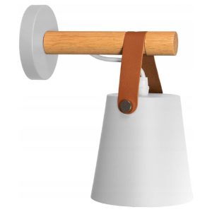 Lampa Ścienna Kinkiet Skandynawski Drewniany / Metal Biały APP467-1W