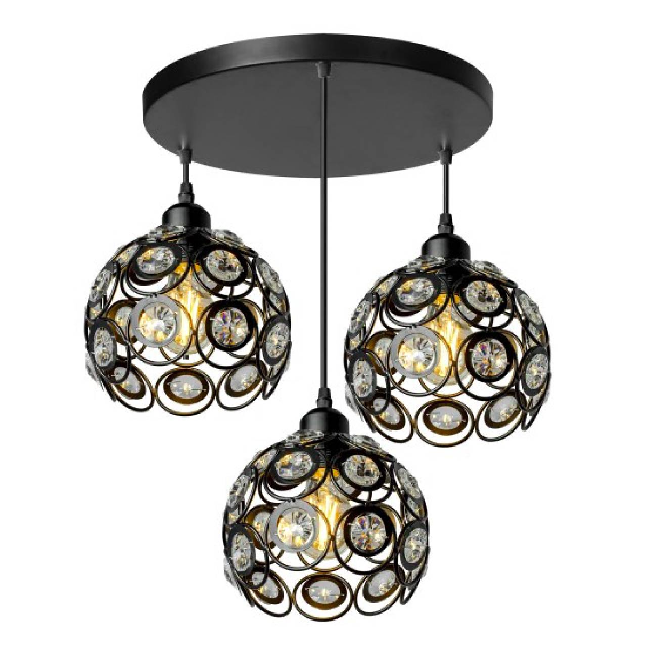 Lampa Wisząca Glamour DIAMENT 3 Czarna Mat APP209-3CPR