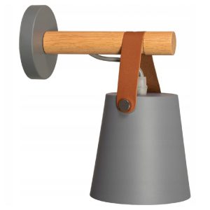 Lampa Ścienna Kinkiet Skandynawski Drewniany / Metal Szary APP468-1W