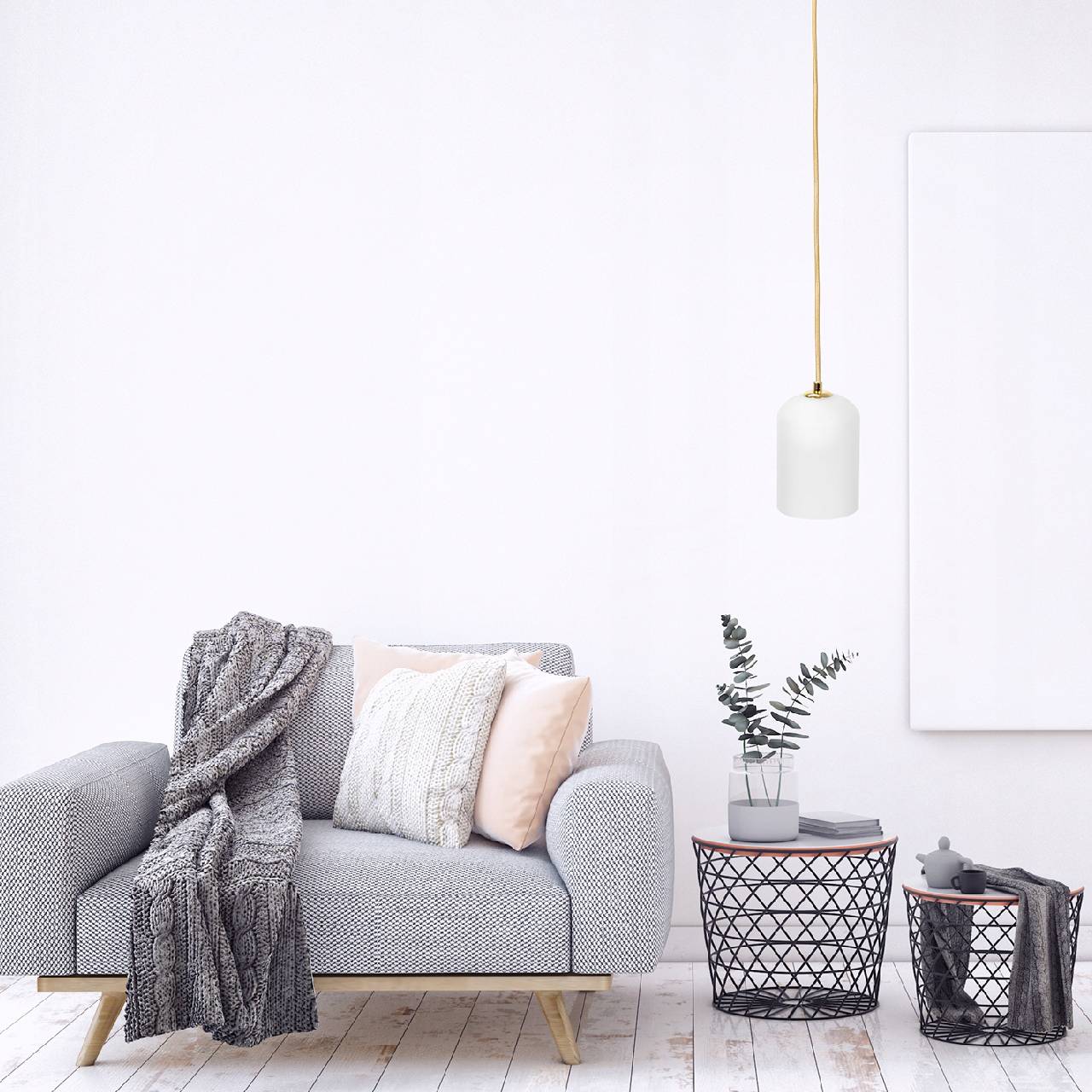 Lampa Wisząca Pojedyncza Szklana Biała Mleczna Złota APP1169-1CP - obrazek 6