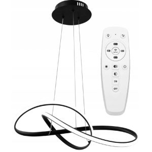 Lampa Wisząca Sufitowa LED Czarna Ciepłe / Zimne Światło + Pilot APP395-CP