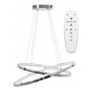 Lampa Wisząca Sufitowa RING Kryształ LED Chrom Ciepłe / Zimne Światło + Pilot APP771-3CP