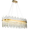 Lampa Wisząca Duża Podłużna Kryształowa Glamour Złoto Szczotkowane 80cm APP1513-CP