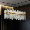 Lampa Wisząca Duża Podłużna Kryształowa Glamour Złoto Szczotkowane 80cm APP1513-CP - obrazek 3