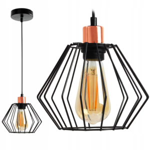 Lampa Wisząca Pojedyncza Druciana SIENA LOFT Metalowa Czarna GY180804