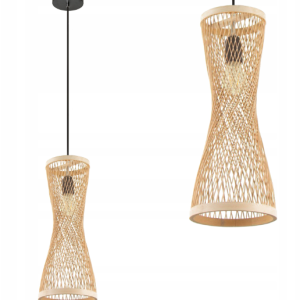 Lampa Wisząca Ażurowa Pleciona Bambusowa Podłużna Tuba Natural Boho APP1637-1CP