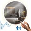 Lustro Łazienkowe Okrągłe Podświetlane LED Pochłaniacz Pary Głośnik Bluetooth FFJ 80cm