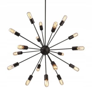 Lampa Wisząca Pająk Kula Światła Metalowa Loft Czarna 18 Ramion APP259-18C