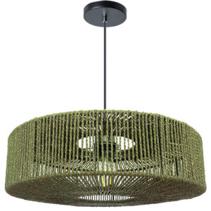 Lampa Wisząca BOHO Naturalna Pleciona Sznurek Jutowy Khaki Zielona APP1296-1CP