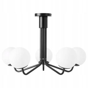 Lampa Wisząca Minimalistyczna Mleczne KULE 6 Czarna APP1578-6CP