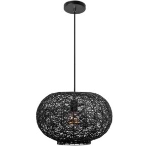 Lampa Wisząca BOHO Naturalna Pleciona Sznurek Czarna APP1321-1C