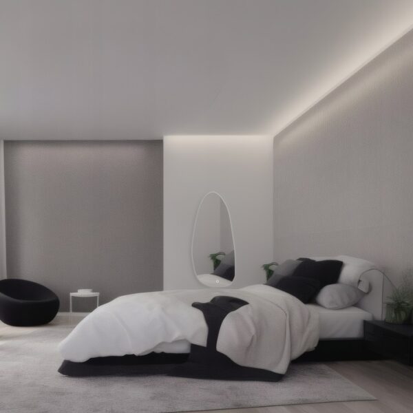 Lustro Ścienne Podświetlane LED Podłużne Plama Asymetryczne Ozdobne 120x55cm - obrazek 2