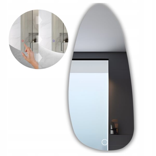 Lustro Ścienne Podświetlane LED Podłużne Plama Asymetryczne Ozdobne 120x55cm - obrazek 4
