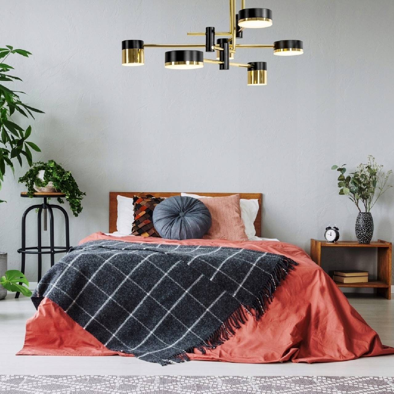 Lampa Wisząca Nowoczesna LED Regulowana Czarna / Złota APP1002-6C - obrazek 4