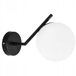 Lampa Ścienna Kinkiet Minimalistyczny Do Sypialni Skośny Przy Łóżku Biała Kula Czarny G099-1W