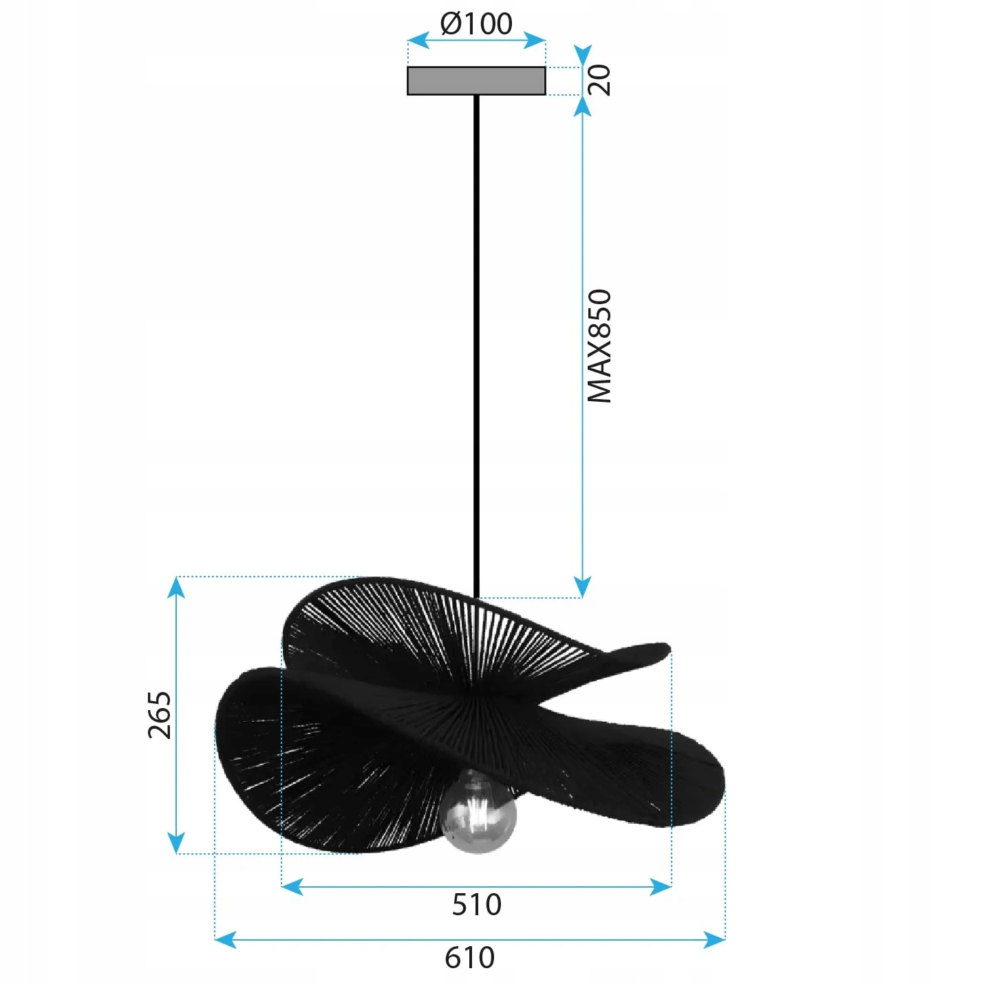 Lampa Wisząca Ażurowa Pleciona BOHO Sznurek Jutowy Beżowa Kapelusz APP1828-CP - obrazek 4