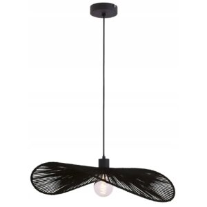 Lampa Wisząca Ażurowa Pleciona BOHO Sznurek Jutowy Czarna Kapelusz APP1831-1CP