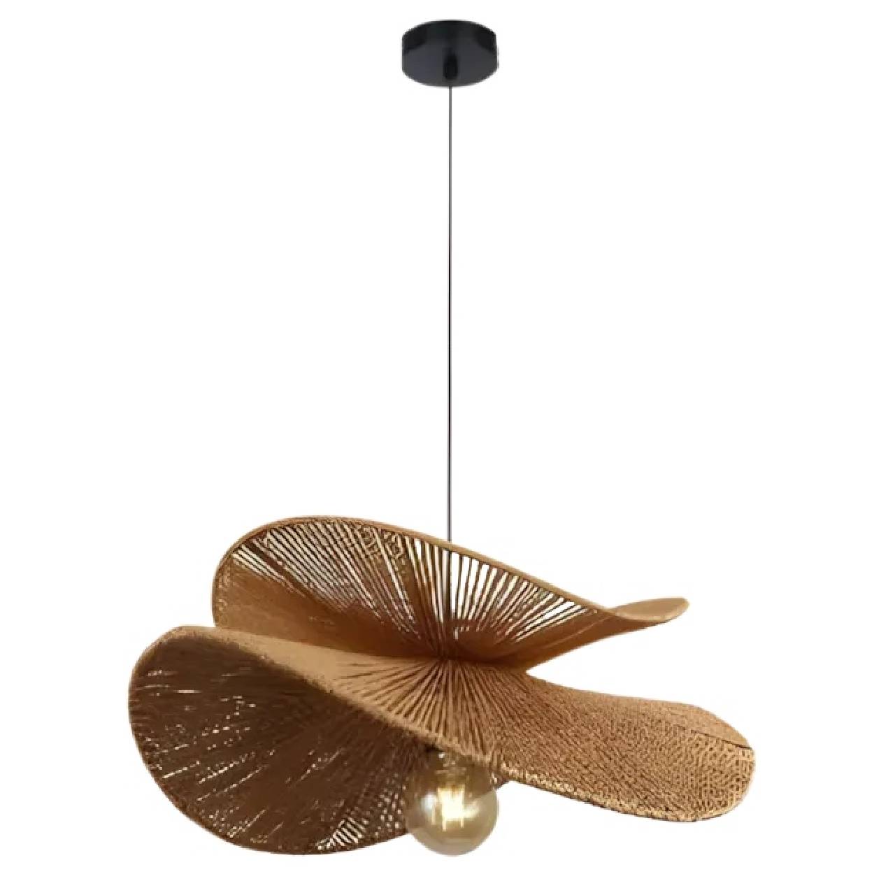 Lampa Wisząca Ażurowa Pleciona BOHO Sznurek Jutowy Beżowa Kapelusz APP1828-CP