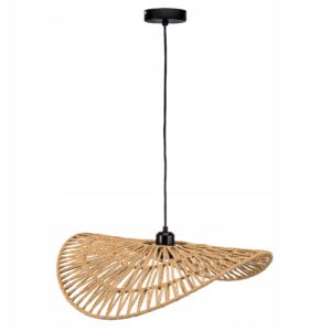 Lampa Wisząca Ażurowa Pleciona BOHO Sznurek Jutowy Beżowa Kapelusz 50cm APP1739-1CP