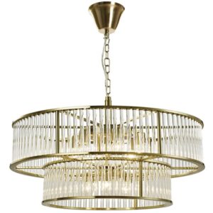 Lampa Wisząca Duża Glamour Złota Szczotkowana Kryształowa APP1562-8CP