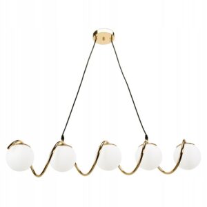 Lampa Wisząca Glamour BUBBLE Nad Wyspę Nad Stół Podłużna Kule 5 Złota APP1780-5CP