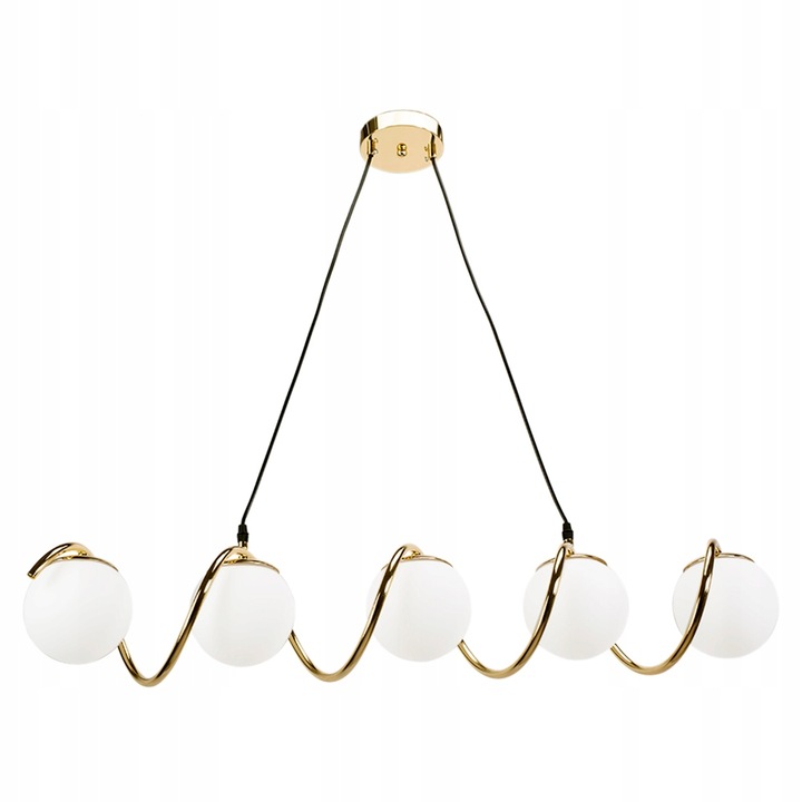 Lampa Wisząca Glamour BUBBLE Nad Wyspę Nad Stół Podłużna Kule 5 Złota APP1780-5CP