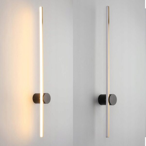Lampa Ścienna Kinkiet Liniowy LED Podłużna Minimalistyczna Złoty / Czarna – 90 cm – LHJ062-W - obrazek 4