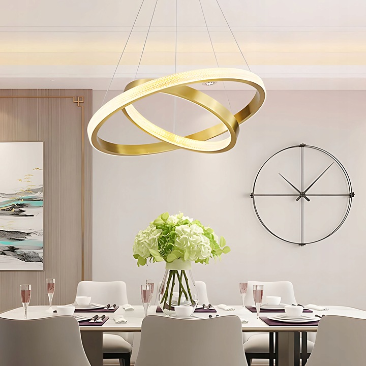 Lampa Wisząca Kryształkowa Okręgi LED Ring Złota Szczotkowana APP1772 - obrazek 10