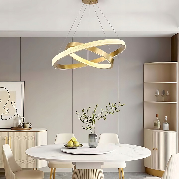 Lampa Wisząca Kryształkowa Okręgi LED Ring Złota Szczotkowana APP1772 - obrazek 9